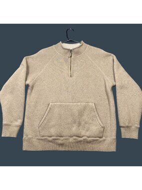 Flint And Tinder Mens Quarter-Zip Sweater Sherpa-Lined Kangaroo Pocket SZ Medium